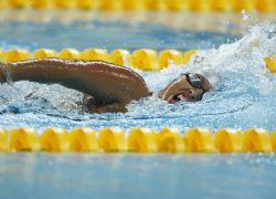 Teresa Perales en la final de los 100 metros libre.