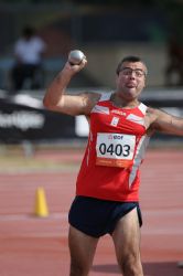 Carlos Muoz, en el lanzamiento de peso (clase F36) del Mundial de Lyon 2013