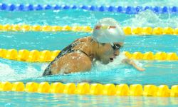 Alejandro Snchez en la final de 100 metros braza.