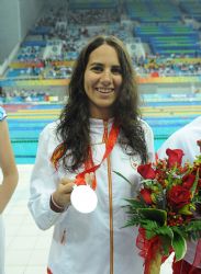 Ana Garca-Arcicollar con la medalla de plata de 100 metros mariposa.