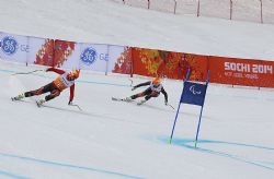 Jon Santacana y Miguel Galindo en el descenso de Sochi 2014