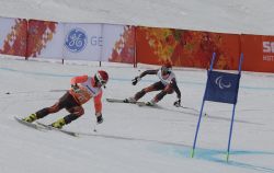 Gabriel Gorce y Arnau Ferrer en el descenso de Sochi 2014.