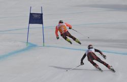 Gabriel Gorce y Arnau Ferrer en el descenso de Sochi 2014.