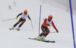 Jon Santacana y Miguel Galindo en el eslalon de la supercombinada.