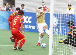 Partido de ftbol sala entre Espaa y China.