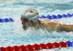 David Levecq en el relevo de 4x100 estilos.