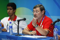 Jaime Lissavetzky durante la rueda de prensa ofrecida con motivo de su visita al Equipo Paralmpico Espaol.