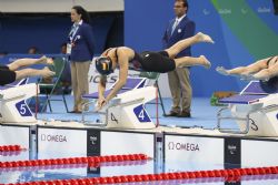 Mara Delgado en la final de 50 libres (S12). Bronce con 29,,03