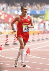 Javier Conde durante la maratn.