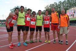 Maximiliano Rodrguez, Xavier Porras, Martn Parejo y Gerard Descarrega, el relevo espaol de 4x100 metros (clases T11-T13) en el Mundial de Lyon 2013