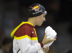 Marta Gmez antes de nadar el 400m libres s13 en Glasgow