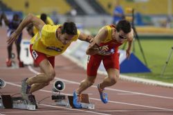 Gerard Descarrega y Marcos Blanquio semis 400m T11 Mundial Atletismo Doha 2015