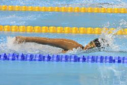 Natacin. La nadadora aragonesa Teresa Perales durante su participacin en los 200 metros libre, clase S5, en la que consigui la medalla de plata en la primera jornada de los Juegos Paralmpicos de Rio 2016