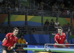 Jos Manuel Ruiz Reyes y Jorge Cardona en los cuartos de final contra la Repblica Checa. Obtuvieron resultado favorable la clasificacin a semifinales para Espaa de 2 sets a 1