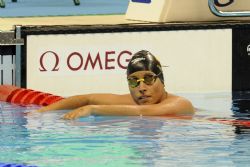 Teresa Perales durante las eliminatorias de 50 metros libre