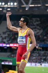 Joan Munar gana la medalla de bronce en los 100 metros T12 durante el Campeonato del Mundo de Atletismo Paralmpico de Londres.