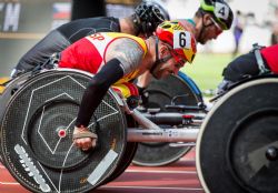Rafael Botello en las series de 5.000 metros T54 en el Mundial de Atletismo Paralmpico Londres 2017
