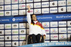 Teresa Perales consigue la medalla de plata en 100 metros libre S5, durante la primera jornada del Mundial de Natacin Paralmpica Mxico 2017.