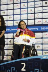 Teresa Perales consigue la medalla de plata en 100 metros libre S5, durante la primera jornada del Mundial de Natacin Paralmpica Mxico 2017.
