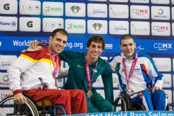 Antoni Ponce consigue la medalla de plata en 100 metros espalda S6 durante la cuarta jornada del Campeonato del Mundo de Natacin Paralmpica Mxico 2017.