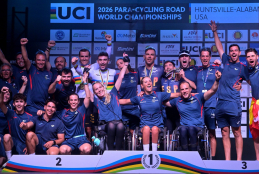Selección española de ciclismo en el podio del mundial
